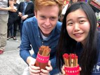 Felix (left) and his College mate visited Wong Tai Sin Temple for Chinese fortune sticks.